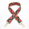 Ethnic bohemian style colorful V-pattern woven bag strap with golden metal lobster clasps - Middle Green Rose Pink Yellow