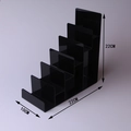 Multi-tier black acrylic wallet display stand with tiered structure 10x22x22cm - 6-Tier / Black