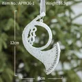 Glittery white horn Christmas ornament with silver sequins, 12cm decorative tree hanging - White Musical Instrument A