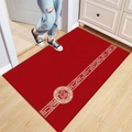 Red rectangular entrance mat with golden Fu character and line texture detail - Fulanchun Street Style - Red / 40*60cm
