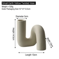 Modern minimalist small yellow twisted ceramic vase with matte finish 14.5cm - Biscuit Yellow - Small Twisted U-Vase