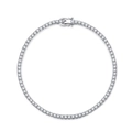 Classic S925 sterling silver tennis bracelet with round cut brilliant cubic zirconia - 16cm / White (2mm)