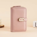 Geldbörse aus rosa Leder mit Litschi-Struktur, Goldschnalle und Reißverschluss - Rosa