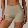 Short de yoga sans couture taille haute pour femme couleur sable avec ceinture côtelée - S / Bottoms / Terre cuite