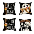 Detailed set of four Halloween linen pillowcases with Trick or Treat and Boo prints - Halloween Series 4-Piece Set-26