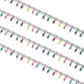 DIY stainless steel silver chain with colorful enamel teardrop charms in various colors - Price per Meter / Steel Color with Colored Enamel
