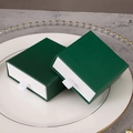 Dark green drawer jewelry gift box with white ribbon handle and interior insert - Green + White