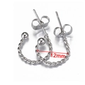 Pendientes de aro retorcidos de 12 mm en plata y acero inoxidable con cierre de bola - Color Acero-Trenzado-12mm