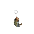 Acrylic largemouth bass keychain with realistic fish pattern and silver metal ring - Style 26