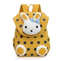 Mochila infantil de lona amarilla con lunares azules y detalle de conejo de peluche - Amarillo