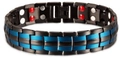 Men's titanium steel bracelet with double-row black and blue links and magnetic therapy stones - Bracelet 18 (Black-Blue/Red-Silver)