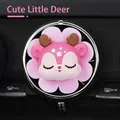 Pink cartoon deer car air vent clip aromatherapy ornament with soft silicone finish - Pink Deer Flower (2238-1)