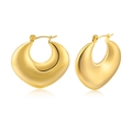 Polished gold hollow heart-shaped hoop earrings for women with mirror finish shine - Gold Heart