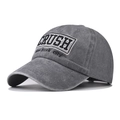 Dettaglio del ricamo CRUSH su berretto da baseball vintage in cotone grigio scuro - Regolabile / Grigio Lavato