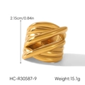 Minimalist wide multi-layer wrap ring in 18k gold plated stainless steel, 2.15cm high - US 9 / Multi-layer Wrapped Style (HC-R30587-9)