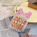 Pink bow card display stand with 7.5cm clear storage box for press-on nails - 7.5cm Box + Pink Bow Card