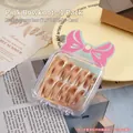 Pink bow card display stand with 7.5cm clear storage box for press-on nails - 7.5cm Box + Pink Bow Card