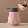 Modern pink geometric ceramic soap dispenser with textured finish and dark grey pump - Diamond Style / Pink with Grey Pump