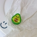 Cute cartoon avocado hair clip with a smiling face on a glossy resin finish accessory - Avocado