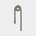 Dark olive green ribbed knit long scarf for women with high-quality winter texture - Khaki
