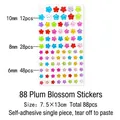 Colorful self-adhesive plum blossom crystal stickers in sizes 10mm 8mm and 6mm - 88 Pcs Plum Blossom Stickers