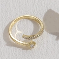 Adjustable 14K gold plated ring featuring zircon stars and celestial open design - Single Row Zirconia Star / 14K Gold