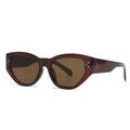 Moderne Cat-Eye-Sonnenbrille mit bernsteinfarbenem Rahmen und braunen UV-Schutzgläsern - Tee Rahmen Tee Gläser