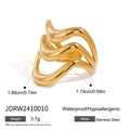 Detail view of multi-layer wavy stainless steel ring with dimensions and specifications - Gold Wave Multi-layer