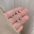 Three pairs of classic 925 silver zircon stud earrings in 3mm, 4mm, and 6mm sizes - Zirconia Stud Earrings Set (3 Pairs)