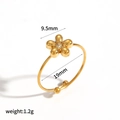 Adjustable gold flower ring with zircon inlay and five-petal floral design for women - Five-Petal Flower Zirconia Ring (TR4521)