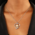 Silver graduation heart necklace with graduation cap and she believed she could so she did - Silver and Gold