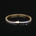 Clásica pulsera tennis dorada con hilera de circonitas sobre espejo negro - 4mm - 9 Pulgadas (22.86cm) / Dorado