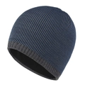 Bonnet en maille côtelée bicolore bleu marine et gris pour le ski d'hiver en plein air - L / Rose bonbon