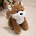 Realistic Shiba Inu plush doll in brown and white with soft fur and embroidered details - Shiba Inu