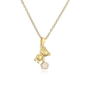 Collier avec pendentif ours doré et détails en zircone étoile sur chaîne minimaliste - Ours Doré + Zircone Claire