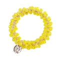 Detailed shot of yellow faceted crystal beads and silver pendant on elastic hair tie - 5# Yellow Crystal Hair Tie