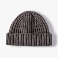 Klassische dunkelgraue Rippstrickmütze mit Umschlag für Herbst und Winter Damen Herren - Einheitsgröße / Dunkelgrau (21B073)