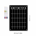 Black acrylic magnetic monthly calendar planner for fridge with 6 colored markers - TYU354 Black Large Calendar (With 6 Pens)