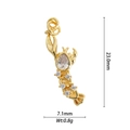 Detailed size view of gold lobster charm with crystals measuring 23.0mm by 7.1mm - DZ-3005 Lobster with Zircon