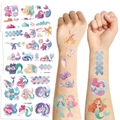 Tatuaggi temporanei a sirena cartone animato per bambini con vivaci motivi marini - Serie Sirena (10 Fogli/Confezione)