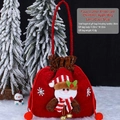Sac cadeau de Noël rouge avec motif Père Noël en 3D et broderie de flocons de neige - Sac de Père Noël en Similicuir Gaufré