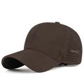 Quick-dry breathable baseball cap in dark brown featuring laser-cut ventilation holes - Coffee