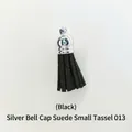 Accessoire moule résine DIY : Petit pompon en daim noir avec embout en métal argenté - Pompon Style 13 Noir Argent