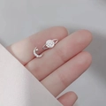 Boucles d'oreilles asymétriques lune et étoile en argent 925 avec zircons brillants - Paire Lune Et Planète (platine) / Argent 925
