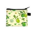Cute lime pattern mini wallet with black zipper closure and lemon fruit design - Lime Smiley