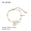 18K vergoldetes Perlenarmband mit Schmetterling-Anhänger und Zirkonia für Damen - Perlen-Schmetterlings-Perlmutt-Anhänger-Stil (HF-S4186)