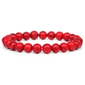 Natural sunstone bead bracelet with red spherical stones and black marbled texture - Red Turquoise