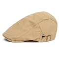 Khaki cotton ivy cap with vintage metal buckle and structured twill design for men and women - Off White