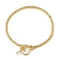 Elegant gold plated 925 sterling silver rope chain bracelet with OT toggle clasp - 1.5MMx16.5CM / 14K Gold