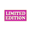 Pink and rose gold rectangle metal enamel badge featuring Limited Edition text engraving - LIMITED EDITION/Pink